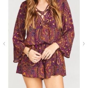Show Me Your Mumu Purple Printed Romper sz Medium